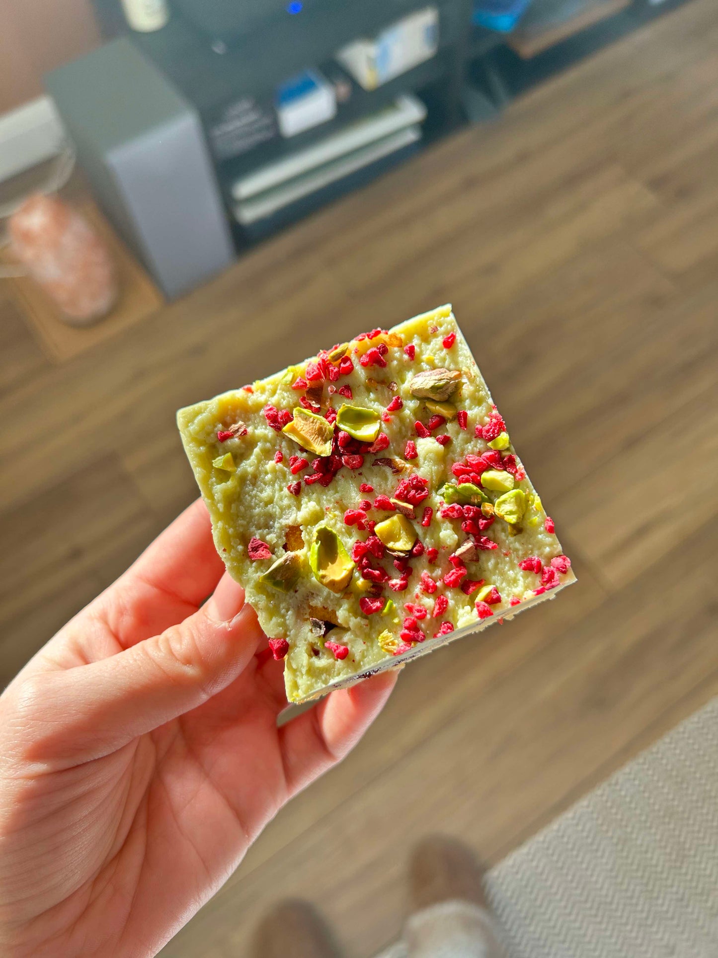 Raspberry and Pistachio Blondie