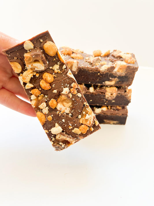 Snickers and Honey Roasted Peanut Brownie