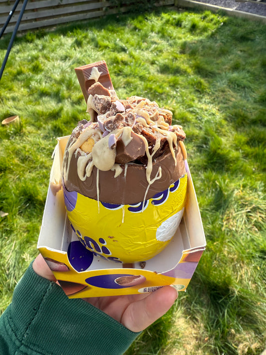 Kinder and brownie filled Easter Egg